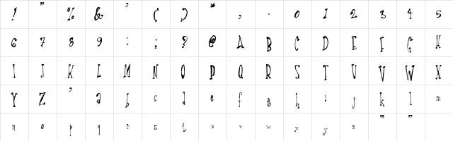Date Rape Regular  glyph index