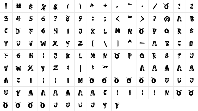 Winter House Regular  glyph index