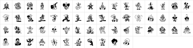 Clowners Regular  glyph index