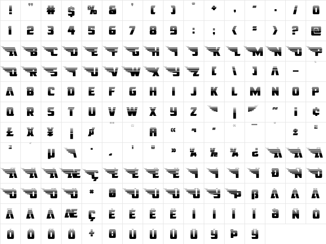 American Kestrel Straight Half Regular  glyph index