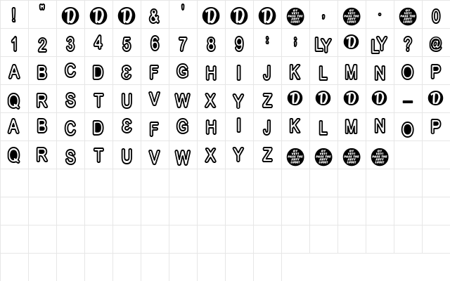 JiffyLube Regular  glyph index