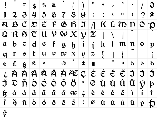 Berry Rotunda Regular  glyph index