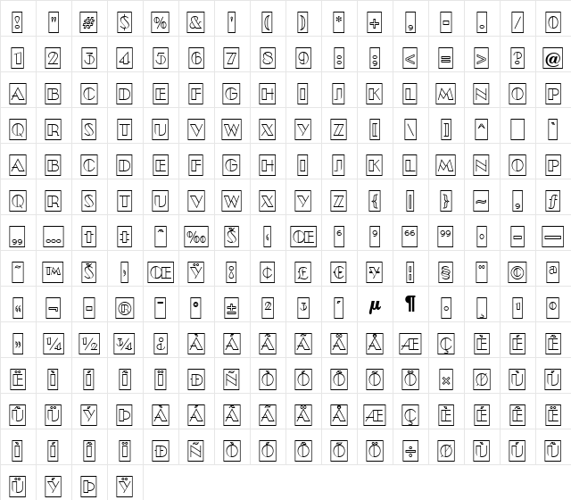 a_BentoCmOtl Regular  glyph index