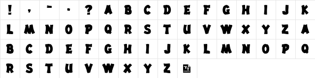 DriftType Solid  glyph index