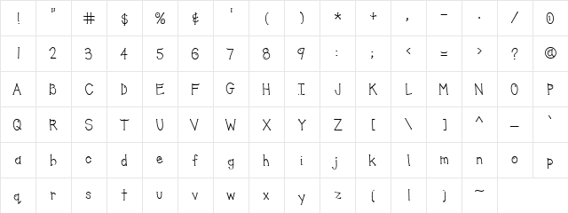 Doodle Dot Regular  glyph index