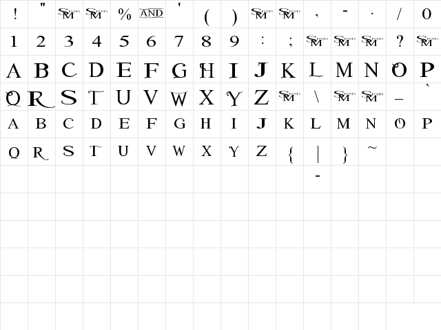 winob Regular  glyph index