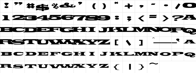 PonchoVia Ex Regular  glyph index