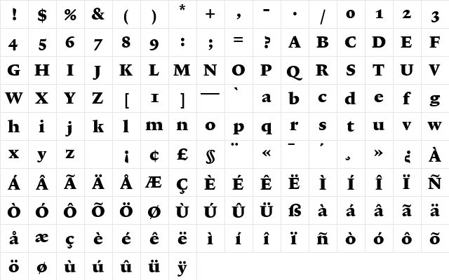 Lexicon No1 Roman F Med  glyph index