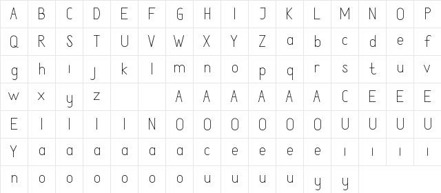 Atthia Demo Sanserif Regular  glyph index
