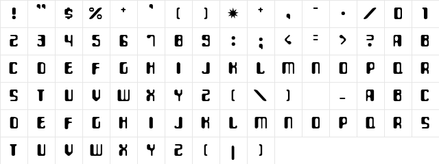 ParaAminobenzoic Regular  glyph index