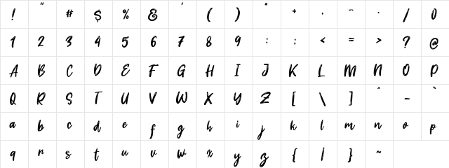 Dream Meadow Regular  glyph index