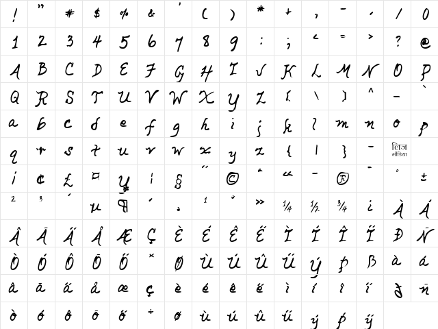 LEHN049 Regular  glyph index