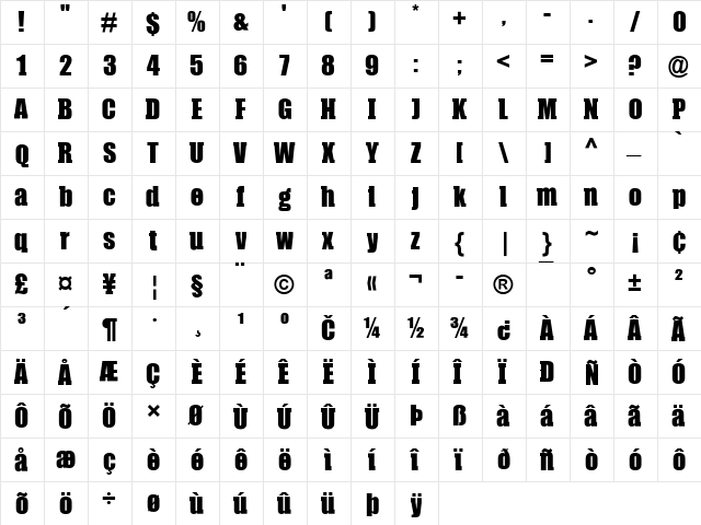 Compressor Regular  glyph index