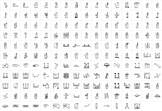 GlyphExtLibU Medium  glyph index