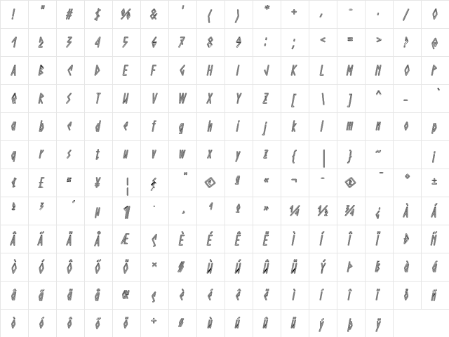 Baby Baby Color Blue Yellow Slanted  glyph index