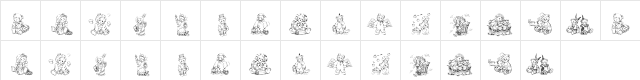 KR Holiday Teddies Regular  glyph index