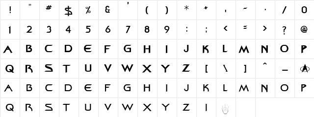 Bajoran Regular  glyph index