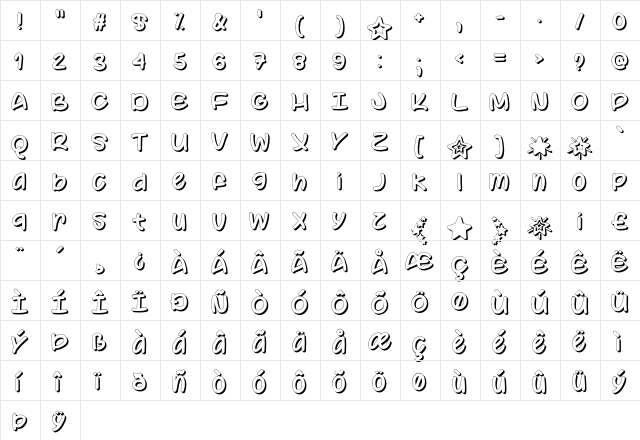 Color Your World Regular  glyph index
