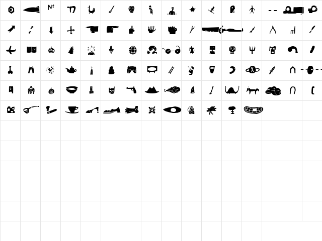 BlockheadIllustUnplugged Regular  glyph index