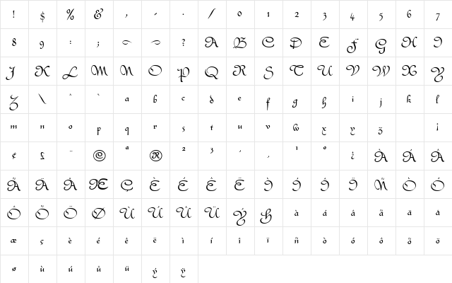 Quintly Normal  glyph index