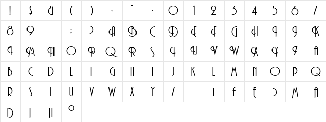 Andes Regular  glyph index