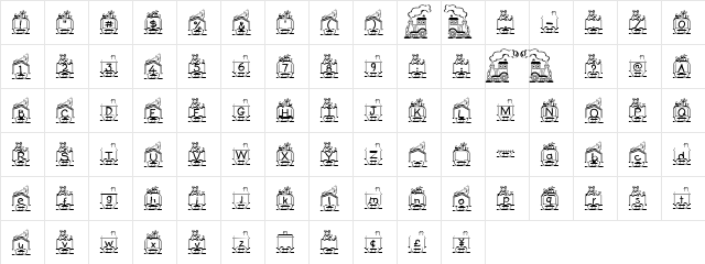 Jennifer'sTrain Regular  glyph index