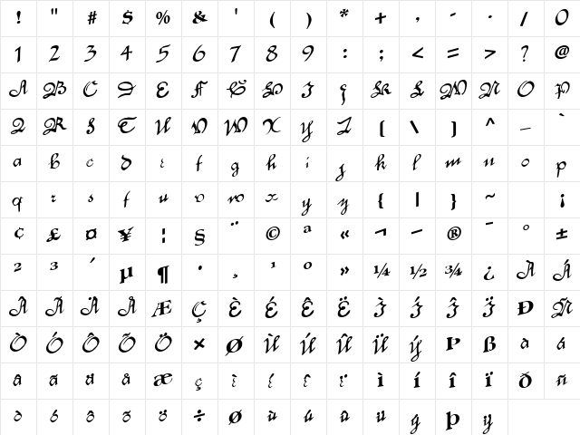 CapSizeBold Bold  glyph index