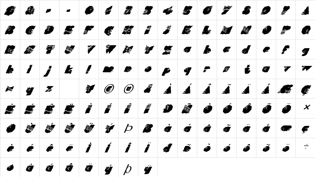 FZ WACKY 40 ITALIC Normal  glyph index