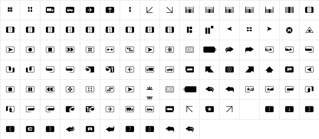 AmbexSymbols Regular  glyph index