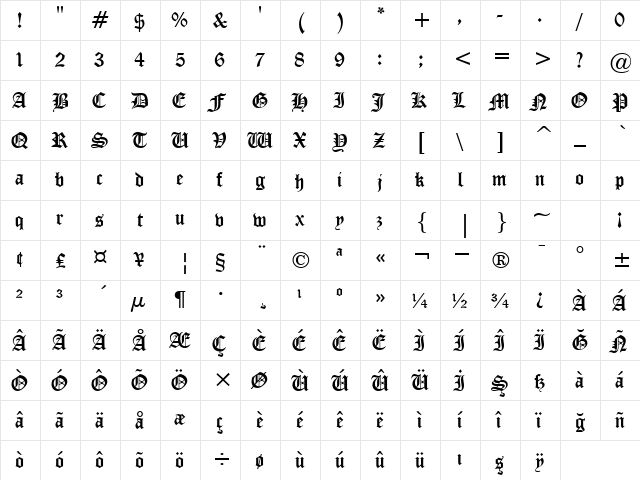00710 Regular  glyph index