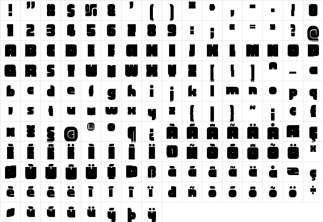 CubeFarm_Latin Regular  glyph index