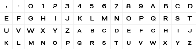 Big River Sample Regular  glyph index