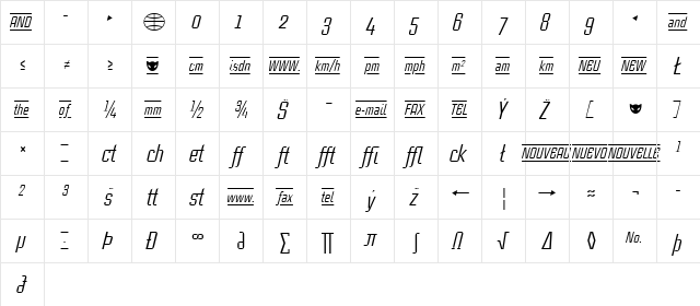 CaseStudyNoOne LT Italic  glyph index