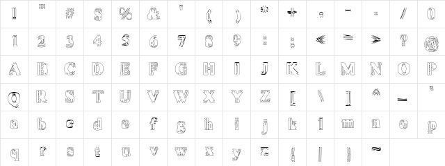 Vibrato Hollow Regular  glyph index