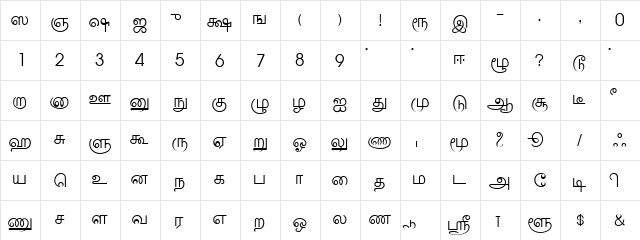 Amudham Normal  glyph index