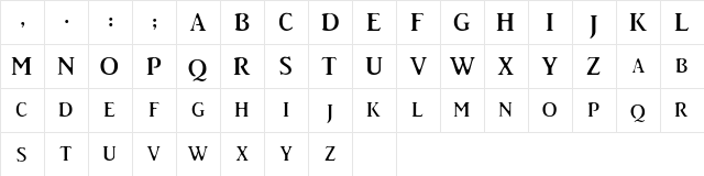 CaddySCapsSSK Regular  glyph index