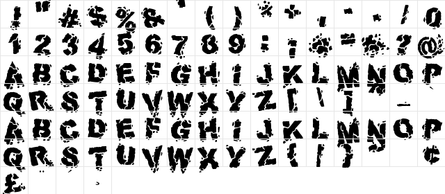 Volcanic Dungeon Regular  glyph index