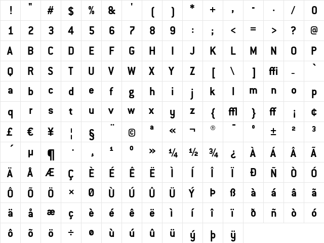 ConduitITC Bold  glyph index