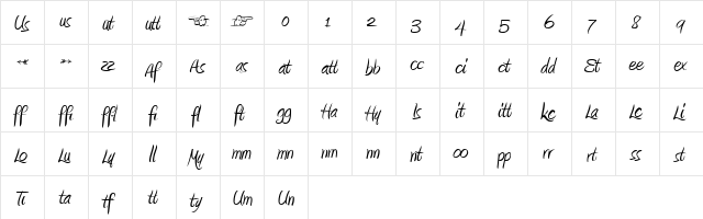 Amienne Ligatures Regular  glyph index