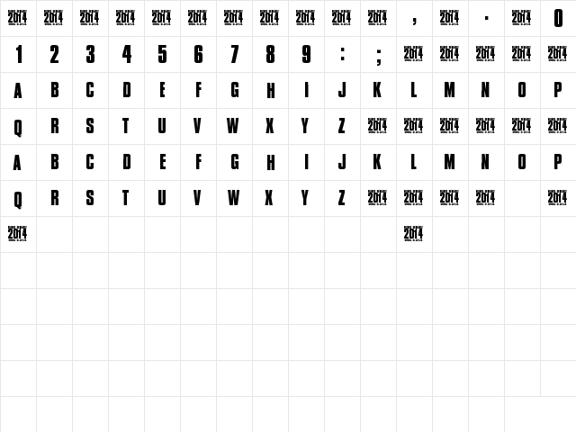 Godzilla MovieFont Regular  glyph index