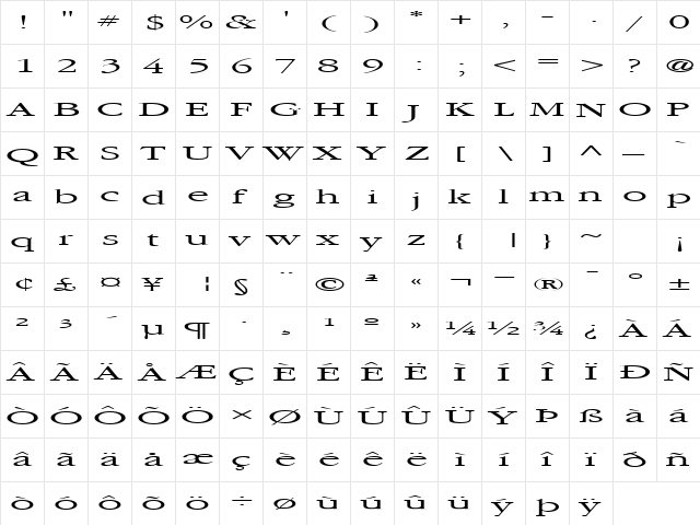 ElvisSaxHorn45 Regular  glyph index