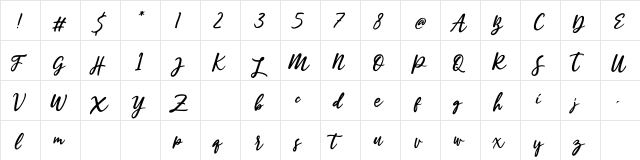 Estylle Madison Regular  glyph index