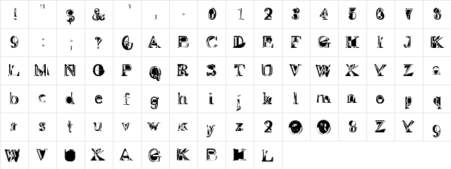 NeoDeko Regular  glyph index