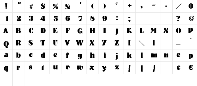 Roche Normal  glyph index