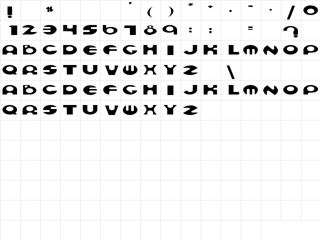 Lady 2 Regular  glyph index