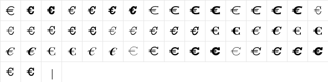 EuroSerifEF Seven  glyph index