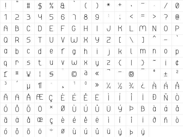 ABRICOS 7 Regular  glyph index