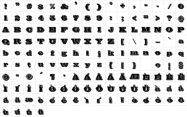 Future West Regular  glyph index