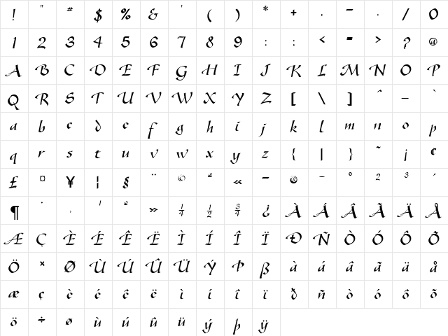 GazelleFLF Regular  glyph index