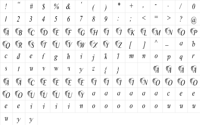 Balfa Hode Regular  glyph index